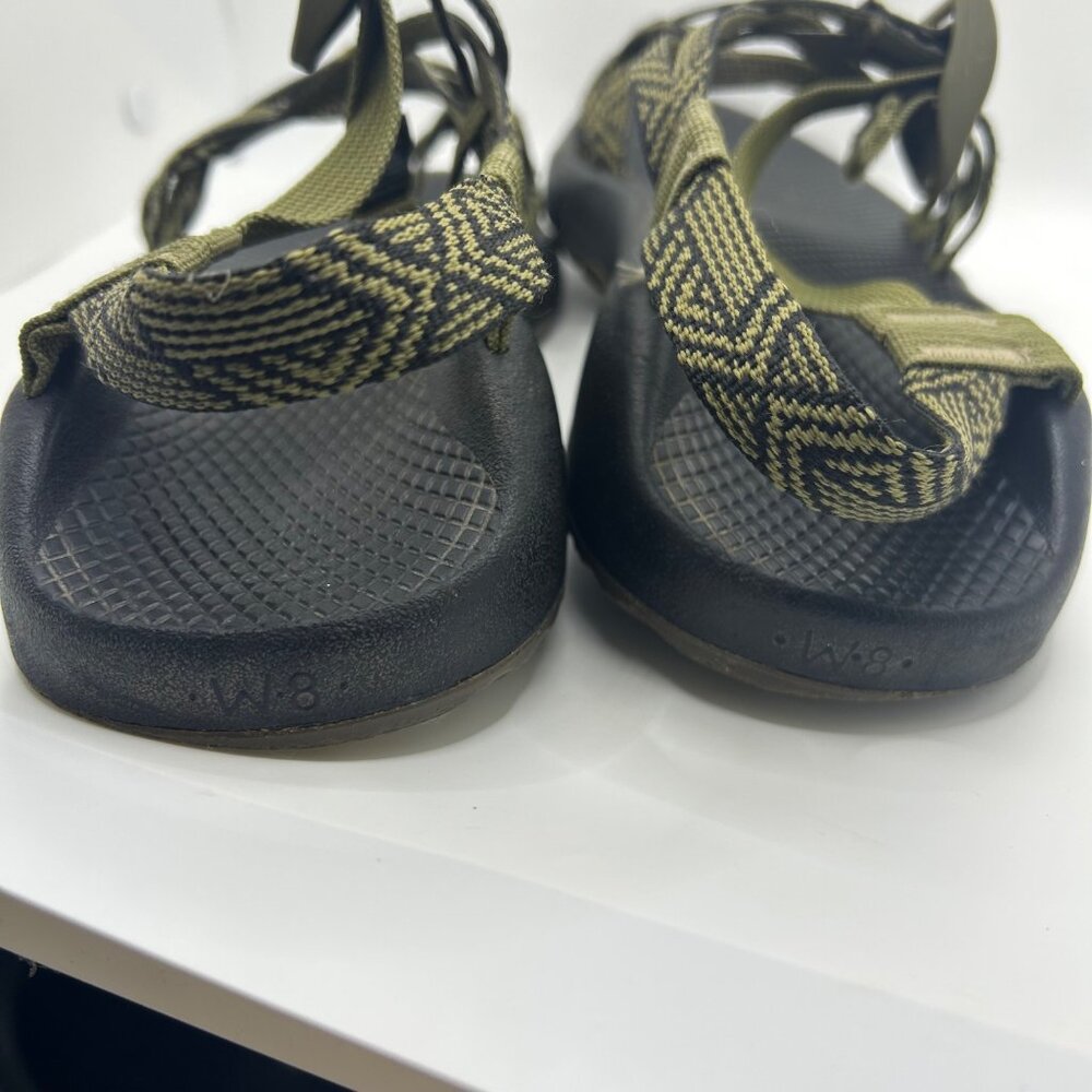 Chaco Womens Classic Sandals Size 8 Black green Webbing Adjustable Straps Durabl - Picture 4 of 8